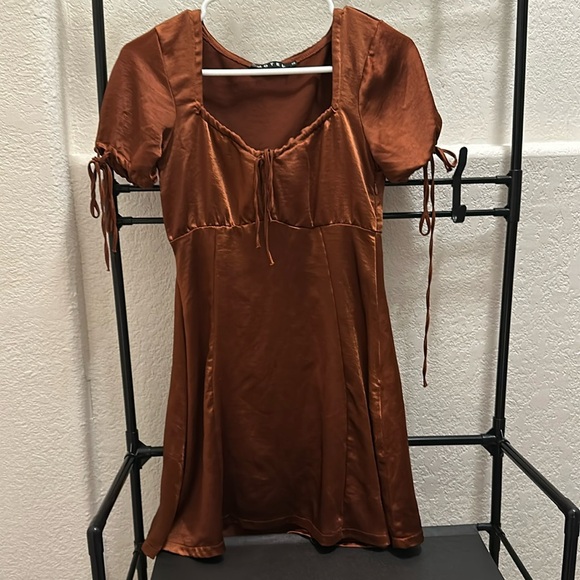 MOTEL Shiny Bronze Mini Dress - Picture 2 of 7